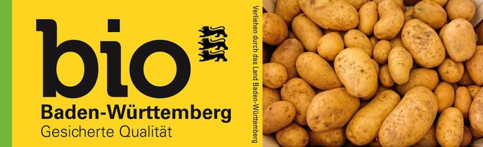 Logo des Bio-Zeichen_BW neben einem Bild mit Kartoffeln