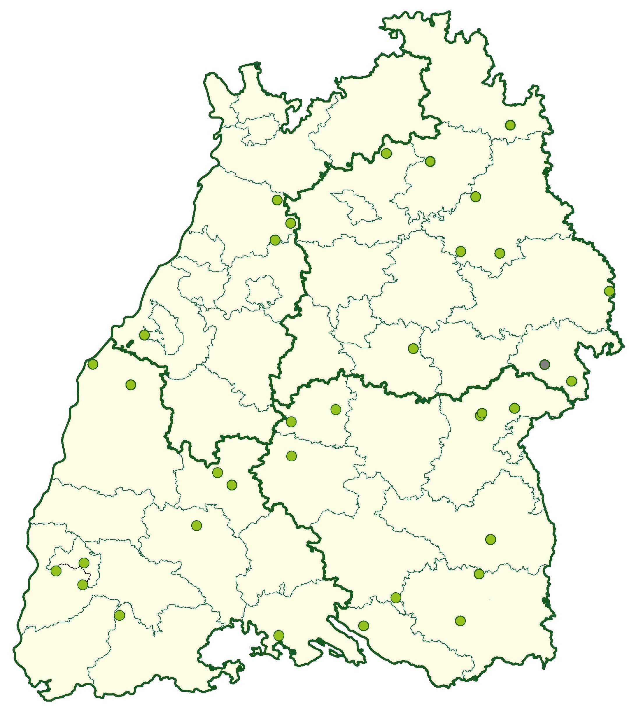 Baden-Württemberg Karte mit Betriebsstandorten
