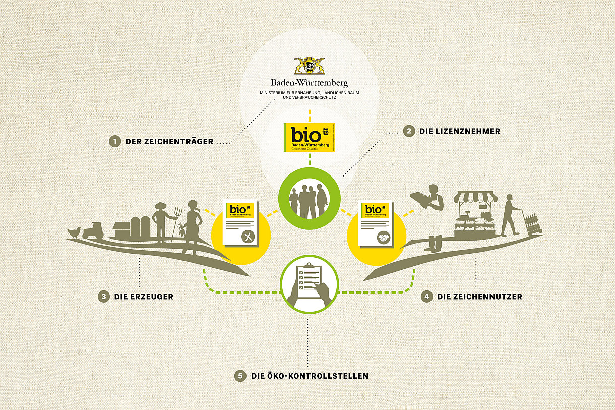 Schaubild das die unterschiedlichen Akteure des Biozeichen BW in verbindung